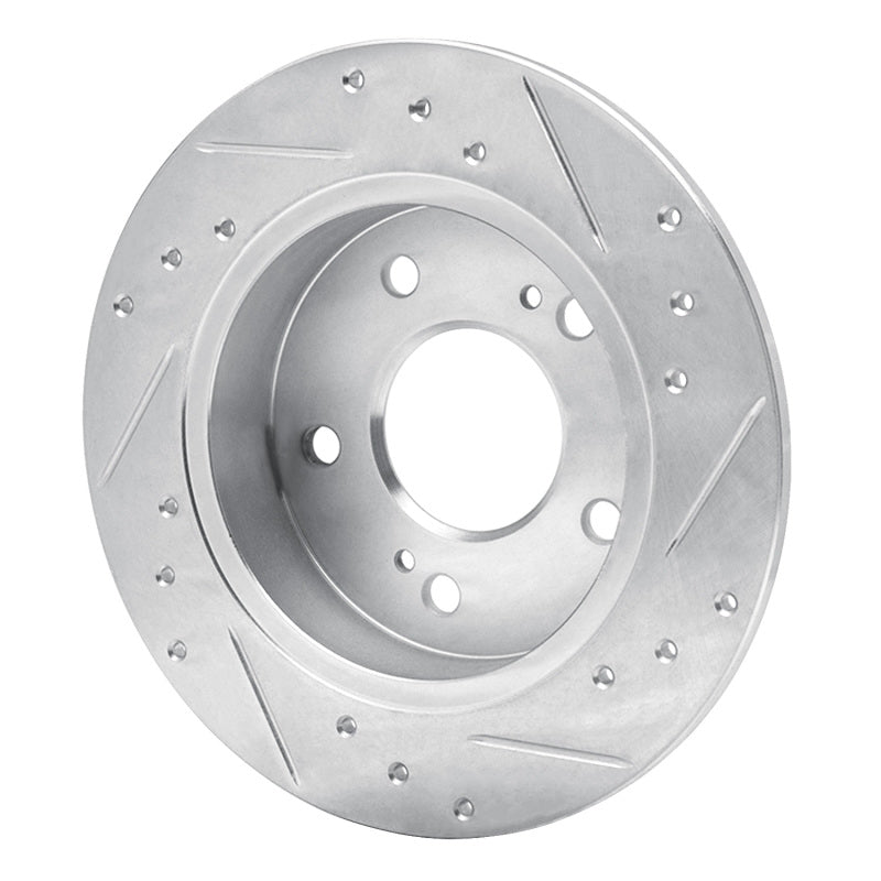 R1 89-93 Nissan Maxima Rear Left Drilled & Slotted Silver Brake Rotor