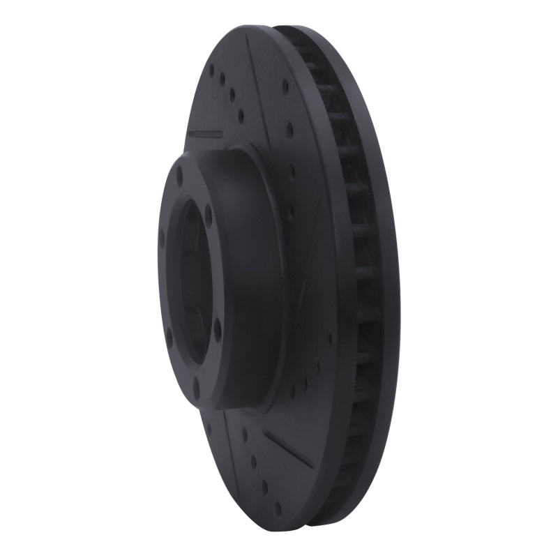 R1 89-93 Toyota Pickup Front Right Drilled & Slotted Black Brake Rotor