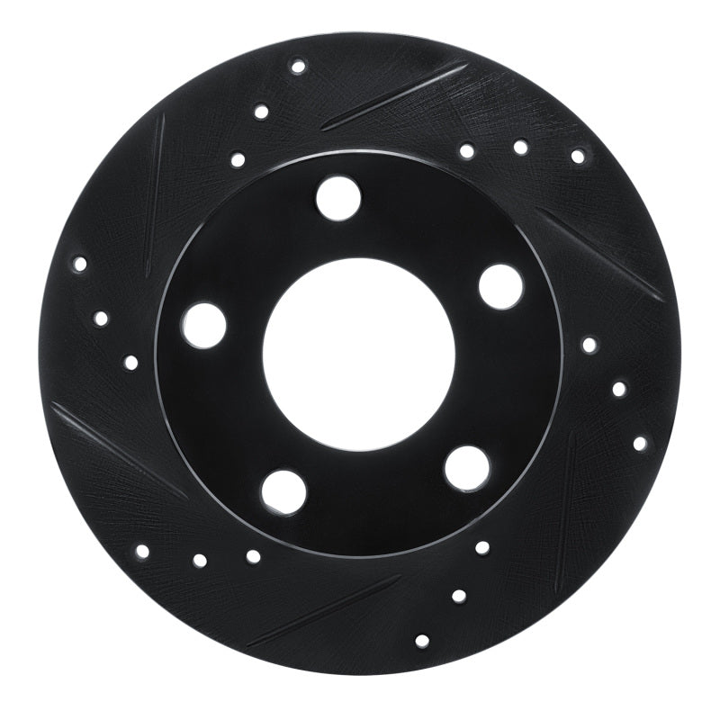 R1 80-91 Audi 5000S Rear Left Drilled & Slotted Black Brake Rotor