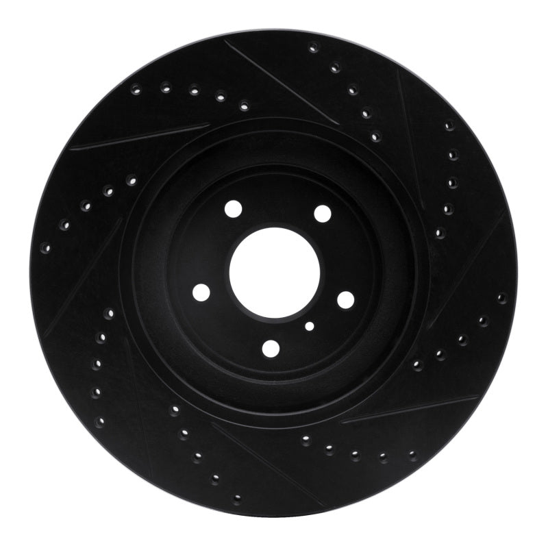 R1 08-25 Infiniti QX70 Front Left Drilled & Slotted Black Brake Rotor