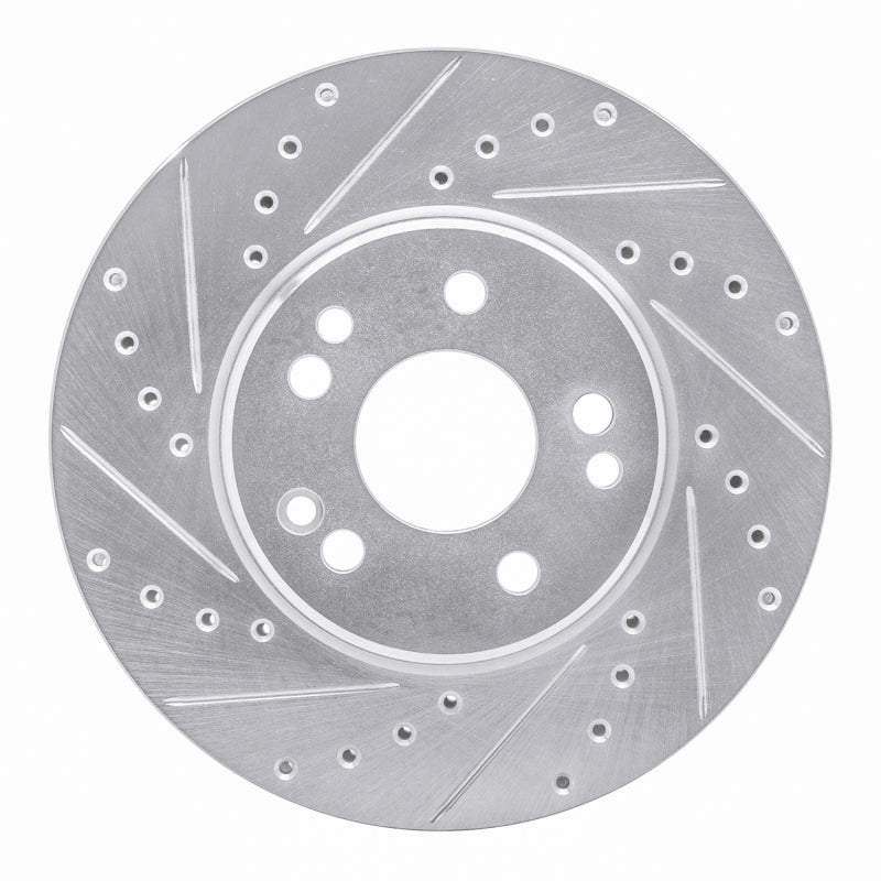 R1 90-98 Mercedes-Benz SL500 Front Left Drilled & Slotted Silver Brake Rotor