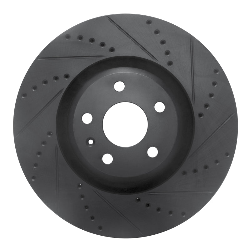R1 08-11 Audi TTS Quattro Front Right Drilled & Slotted Black Brake Rotor