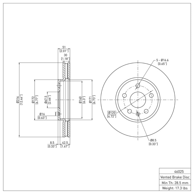 R1 08-14 Cadillac CTS Front Brake Rotor