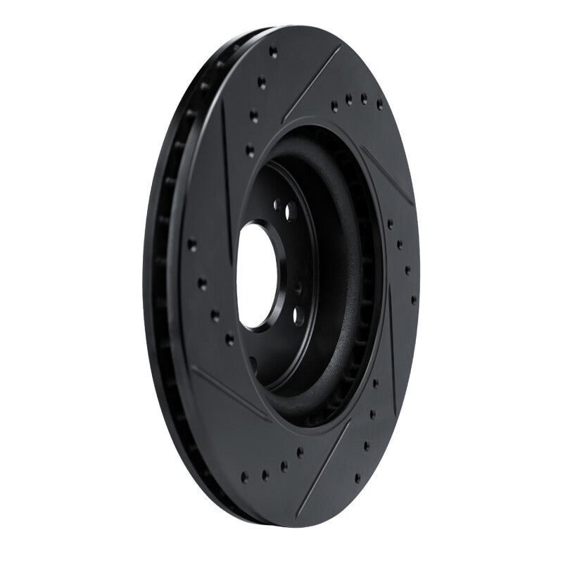R1 12-16 Honda CR-V Front Right Drilled & Slotted Black Brake Rotor