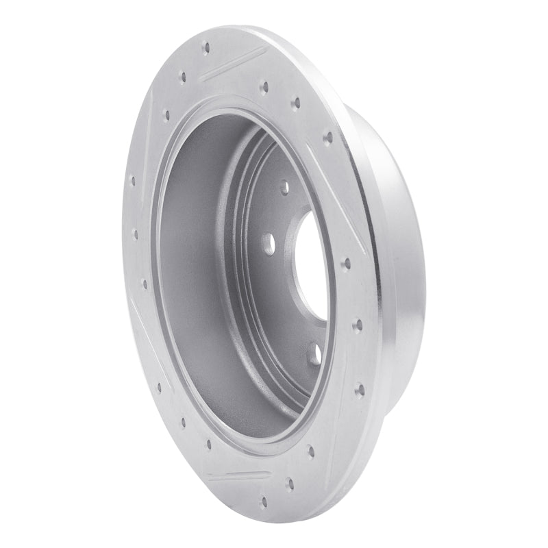 R1 14-16 Chevrolet SPARK EV Rear Right Drilled & Slotted Silver Brake Rotor