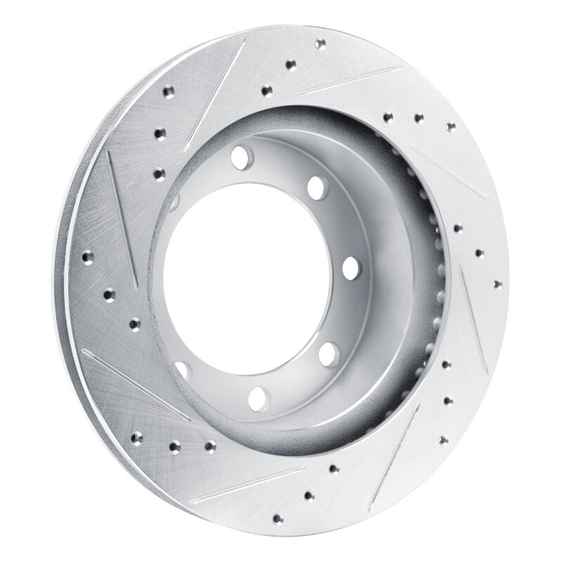 R1 80-93 Dodge W200 Front Right Drilled & Slotted Silver Brake Rotor