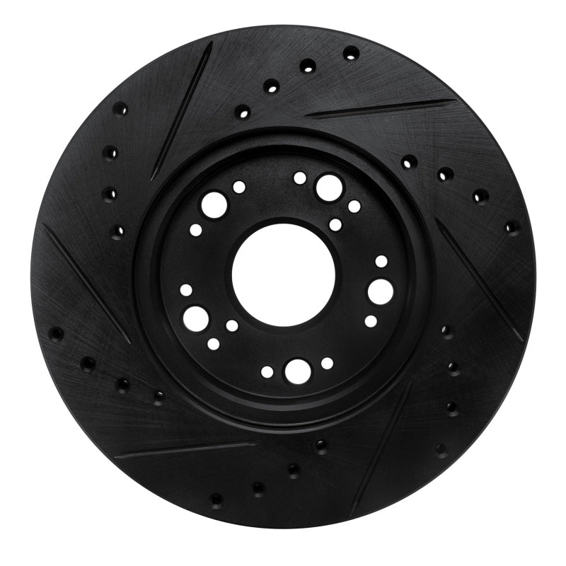 R1 90-90 Lexus LS400 Front Right Drilled & Slotted Black Brake Rotor