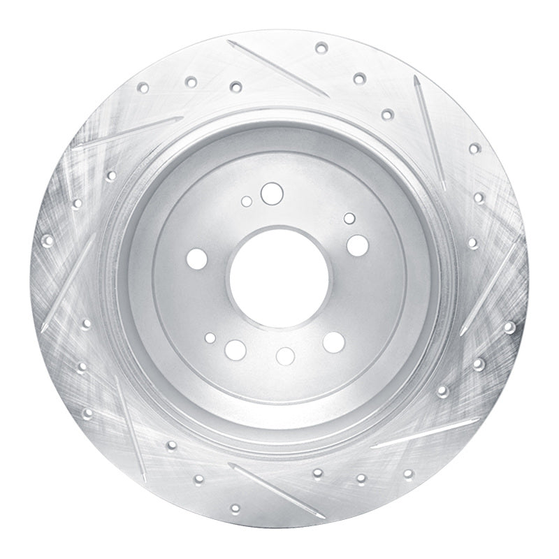 R1 16-25 Honda Pilot Rear Left Drilled & Slotted Silver Brake Rotor