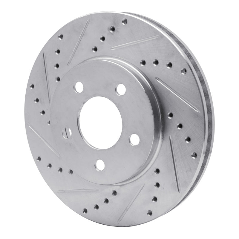 R1 05-10 Ford Mustang Front Left Drilled & Slotted Silver Brake Rotor