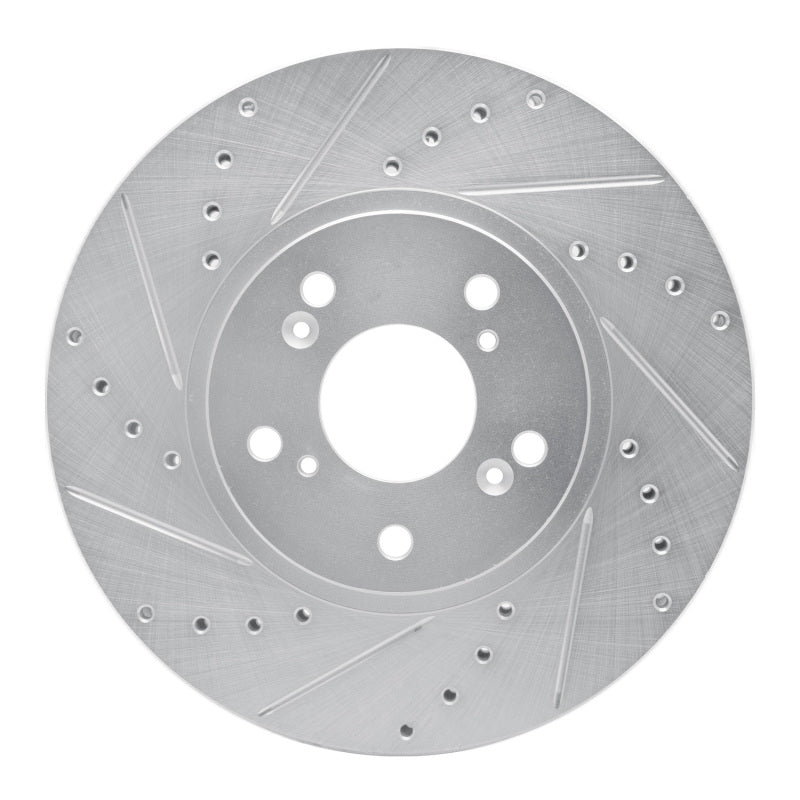 R1 99-14 Acura TSX Front Left Drilled & Slotted Silver Brake Rotor