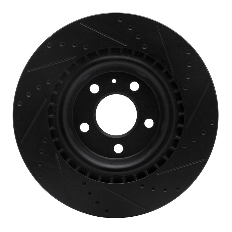 R1 2008-2025 Audi A6 Allroad Rear Left Drilled & Slotted Black Brake Rotor
