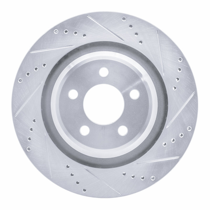 R1 05-23 Chrysler 300 Rear Right Drilled & Slotted Silver Brake Rotor