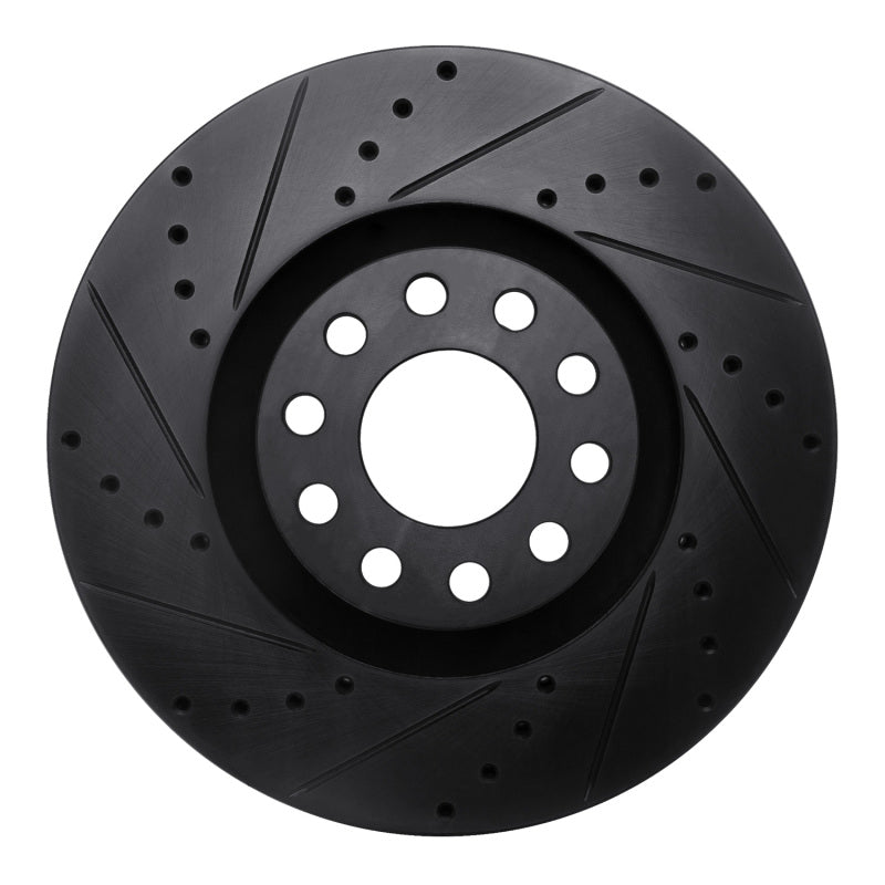 R1 00-03 Audi A8 Front Left Drilled & Slotted Black Brake Rotor