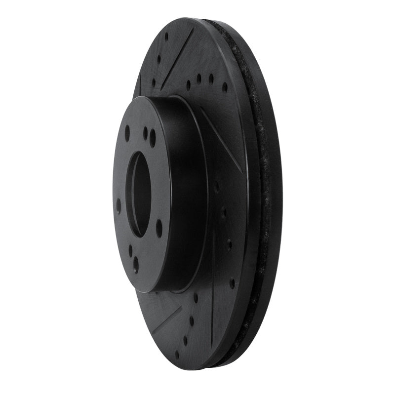 R1 89-90 Nissan 300ZX Front Left Drilled & Slotted Black Brake Rotor