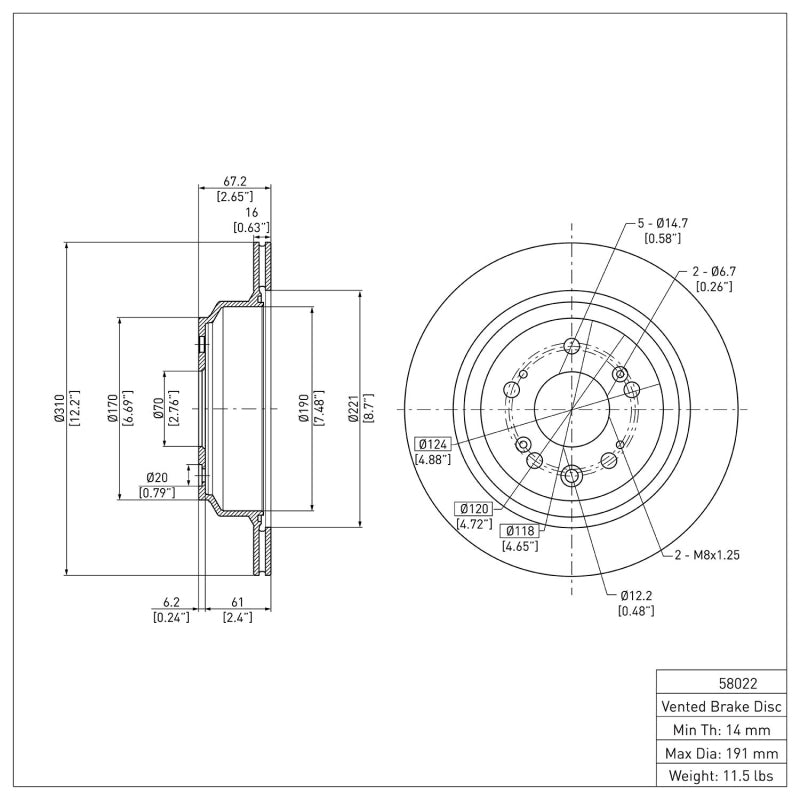 R1 05-12 Acura RL Rear Brake Rotor