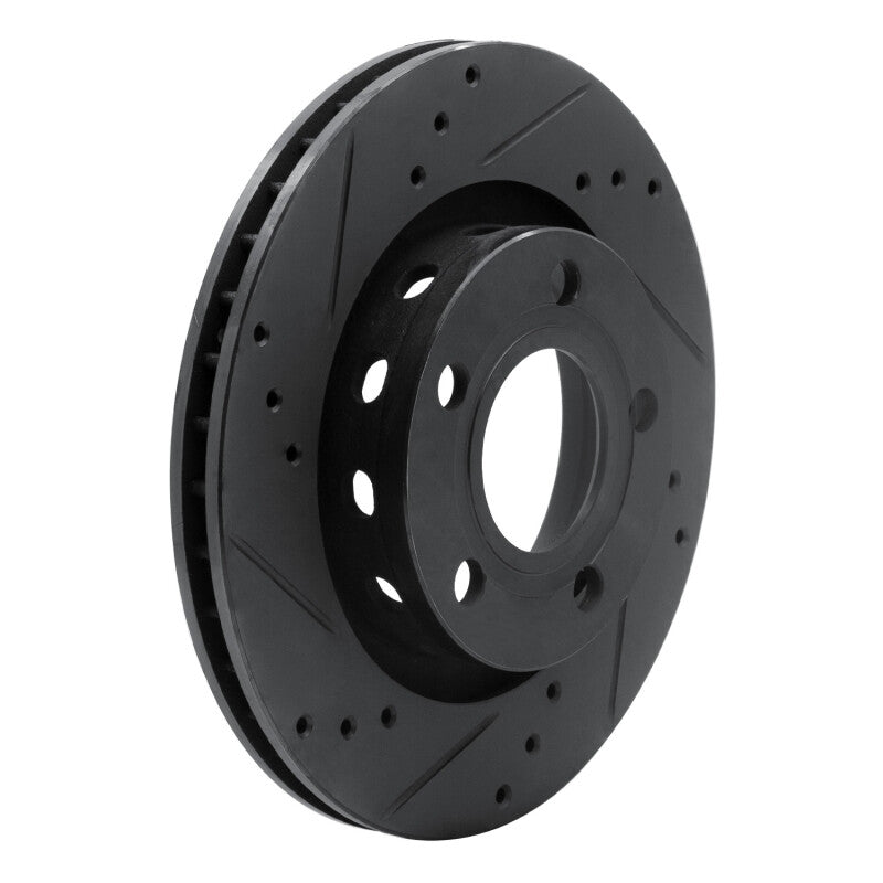 R1 00-03 Audi A8 Rear Left Drilled & Slotted Black Brake Rotor