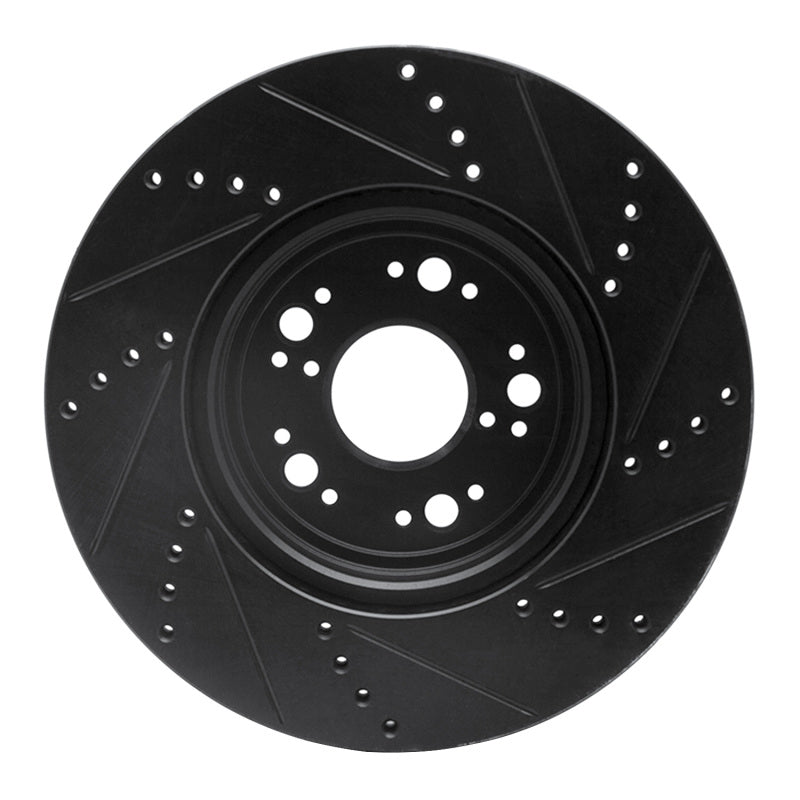 R1 95-00 Lexus LS400 Front Left Drilled & Slotted Black Brake Rotor