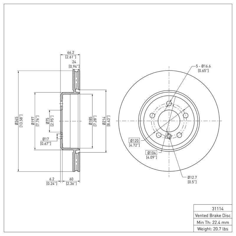 R1 2013-2021 BMW 340I xDrive Rear Brake Rotor