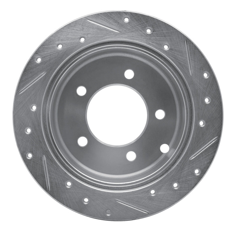 R1 07-17 Chrysler 200 Rear Left Drilled & Slotted Silver Brake Rotor