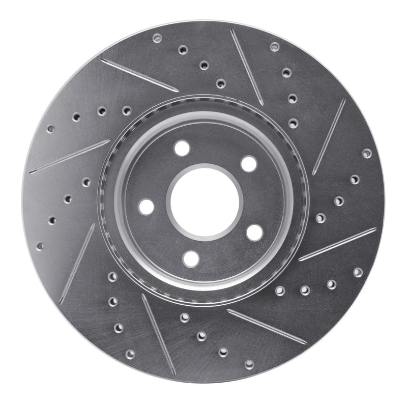 R1 04-19 Ford Focus Front Left Drilled & Slotted Silver Brake Rotor