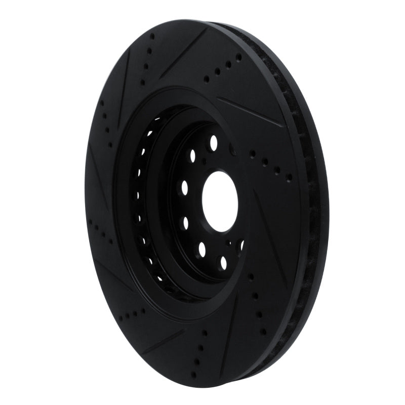 R1 07-23 Lexus LS500 Right Front Drilled & Slotted Black Brake Rotor