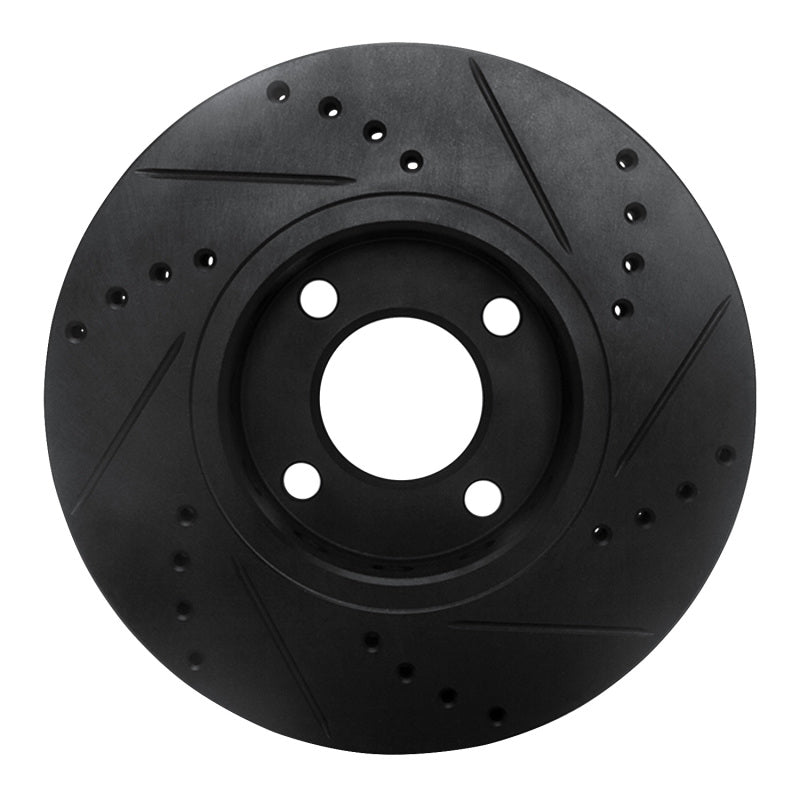 R1 90-91 Audi 90 Quattro Front Left Drilled & Slotted Black Brake Rotor