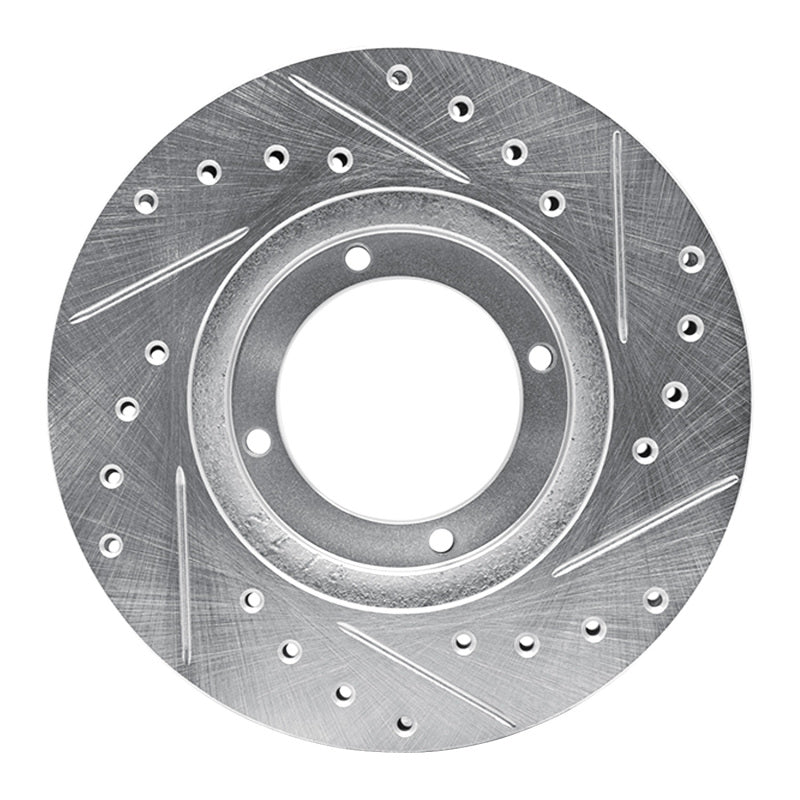 R1 87-99 Hyundai Accent Front Left Drilled & Slotted Silver Brake Rotor