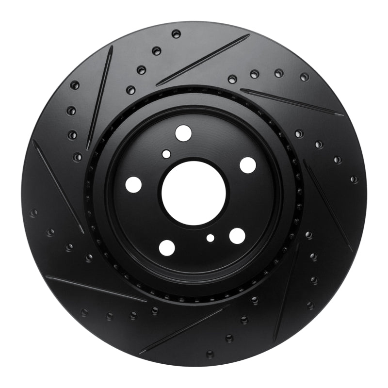 R1 86-92 Toyota Supra Front Right Drilled & Slotted Black Brake Rotor