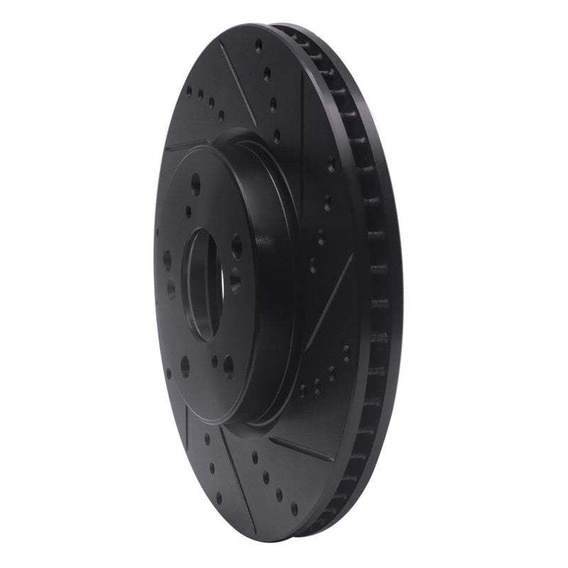 R1 13-22 Honda Accord Coupe Front Right Drilled & Slotted Black Brake Rotor