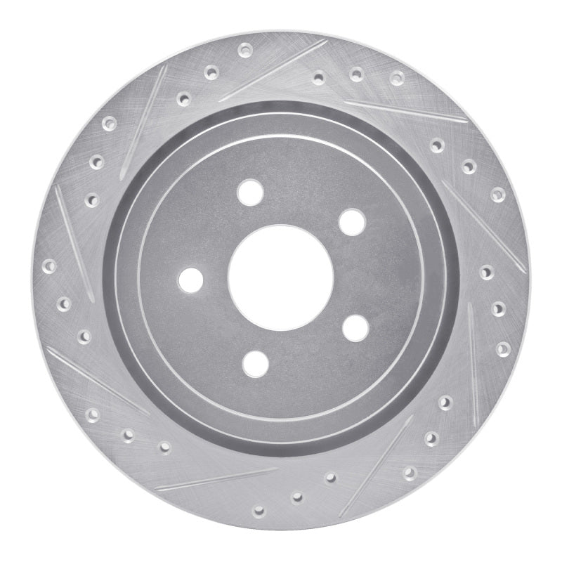 R1 89-95 Chrysler LeBaron Rear Left Drilled & Slotted Silver Brake Rotor
