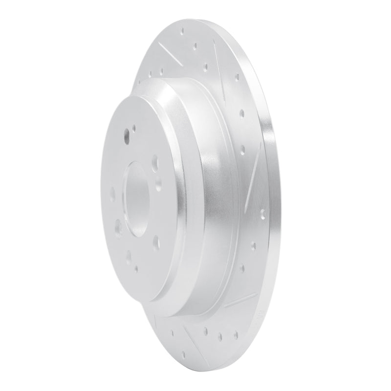 R1 16-25 Honda Ridgeline Rear Right Drilled & Slotted Silver Brake Rotor