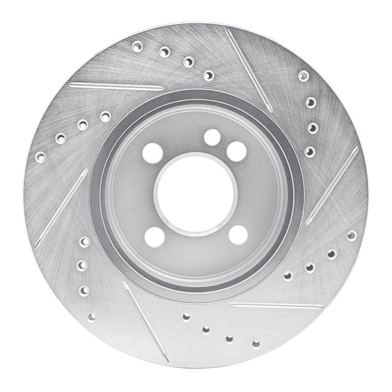 R1 07-15 Mini Cooper Clubman Front Left Drilled & Slotted Silver Brake Rotor