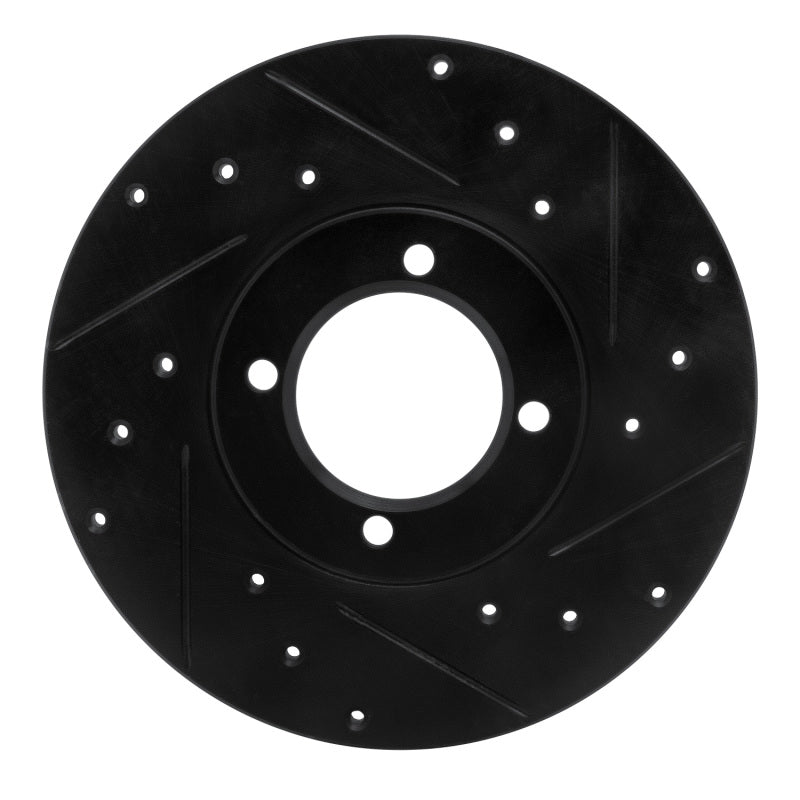 R1 76-81 Toyota Celica Front Right Drilled & Slotted Black Brake Rotor