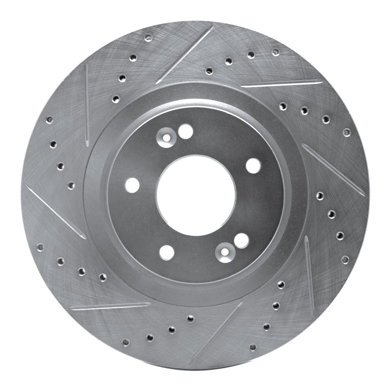 R1 15-20 Kia SORENTO Front Left Drilled & Slotted Silver Brake Rotor