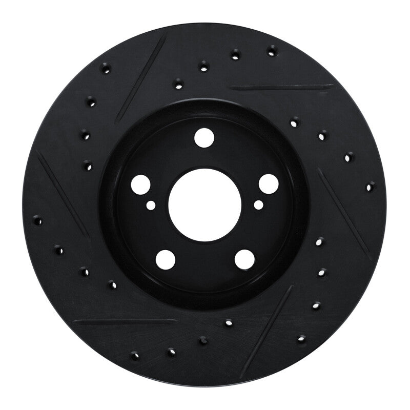 R1 87-87 Toyota Camry Front Right Drilled & Slotted Black Brake Rotor