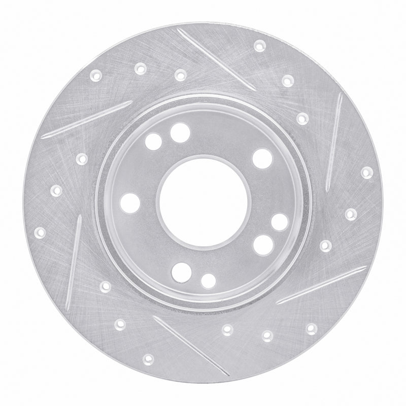 R1 83-89 Mercedes-Benz 190D Front Left Drilled & Slotted Silver Brake Rotor