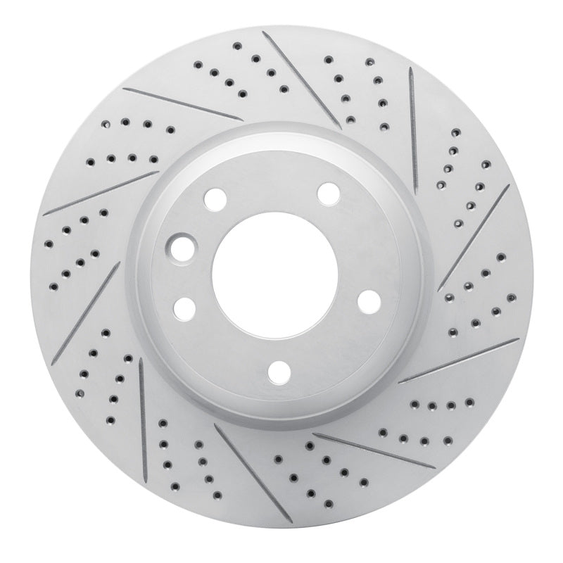 R1 03-15 Audi Q7 Right Front Drilled & Slotted Geo-Carbon Rotor