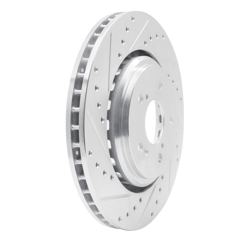 R1 14-20 Acura TLX Front Left Drilled & Slotted Silver Brake Rotor