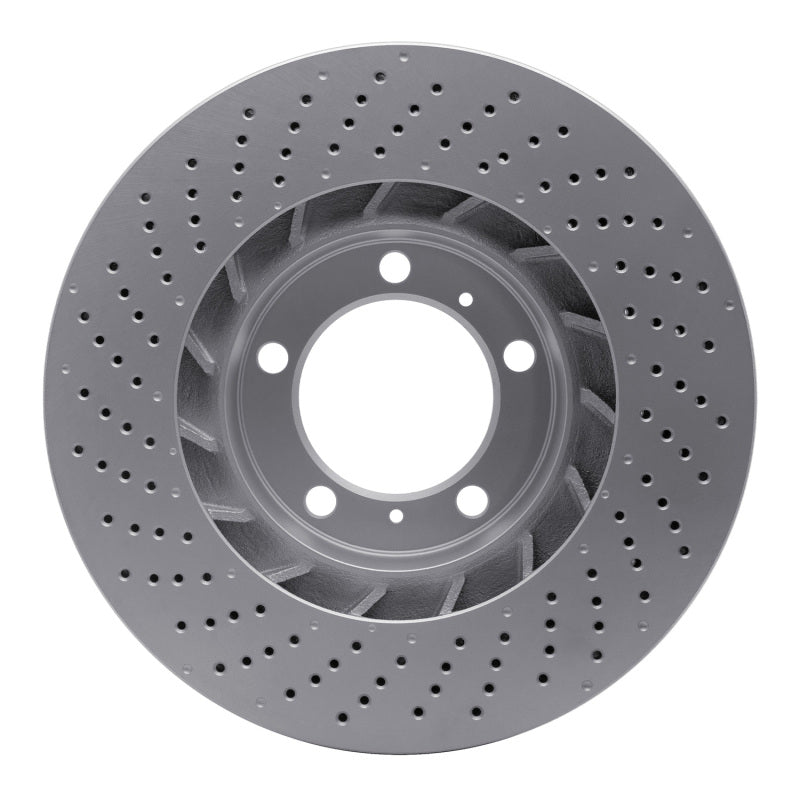 R1 09-23 Porsche 718 Cayman Right Front Drilled GeoSPEC Coated Rotor