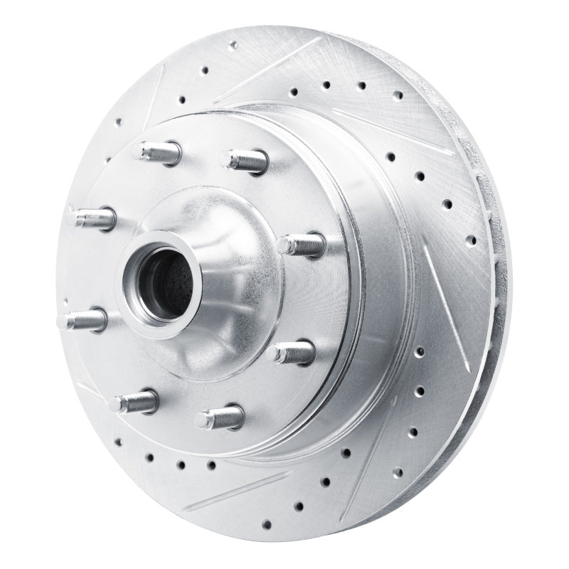 R1 80-85 Ford F-250 2WD (Excl Super Duty) Front Left Drilled & Slotted Silver Brake Rotor