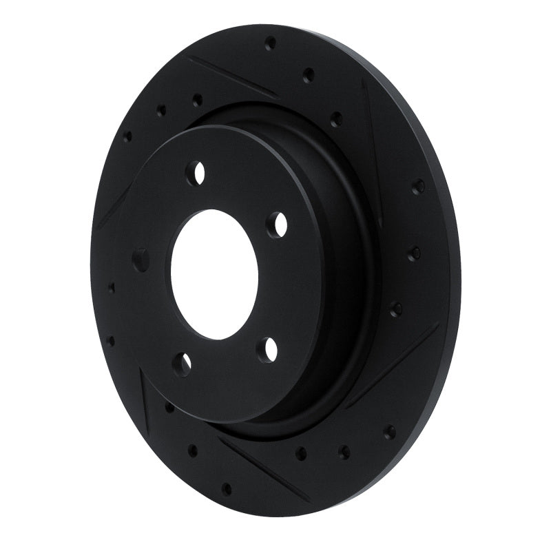 R1 04-13 Mazda 3 Rear Right Drilled & Slotted Black Brake Rotor