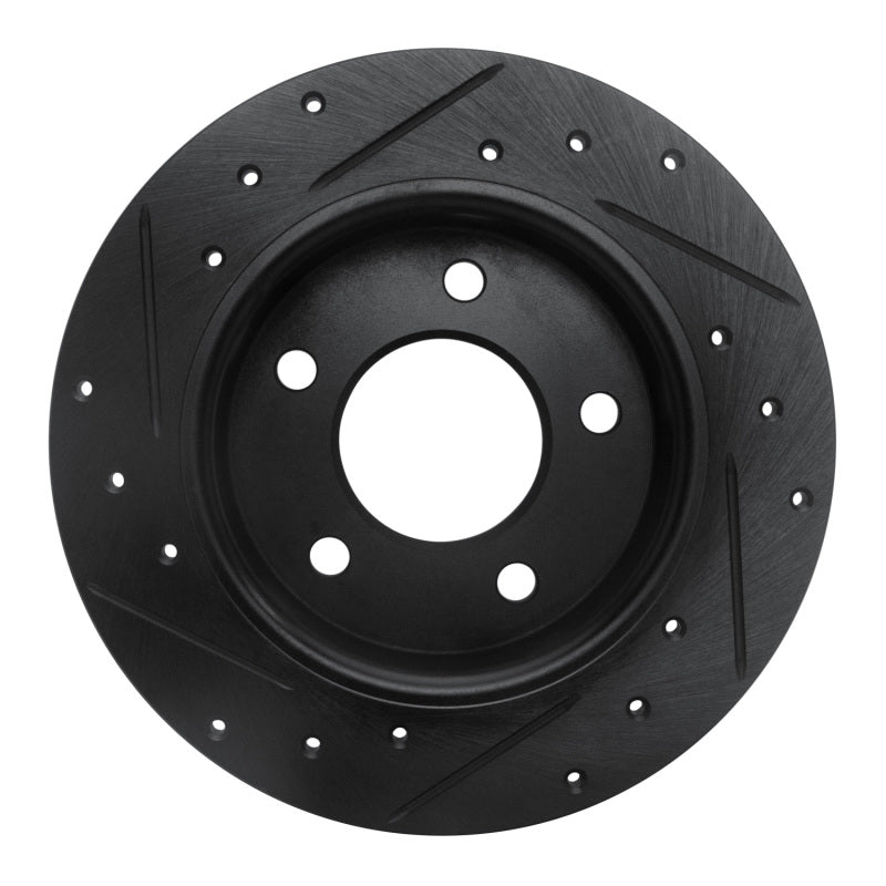R1 04-13 Mazda 3 Rear Right Drilled & Slotted Black Brake Rotor