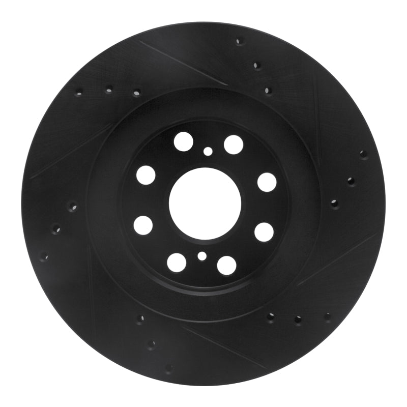 R1 00-05 Toyota MR2 Spyder Rear Left Drilled & Slotted Black Brake Rotor