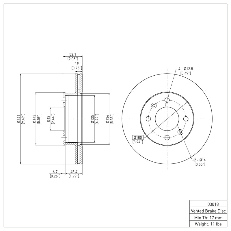 R1 03-06 Dodge Verna (Mexico) Front Brake Rotor