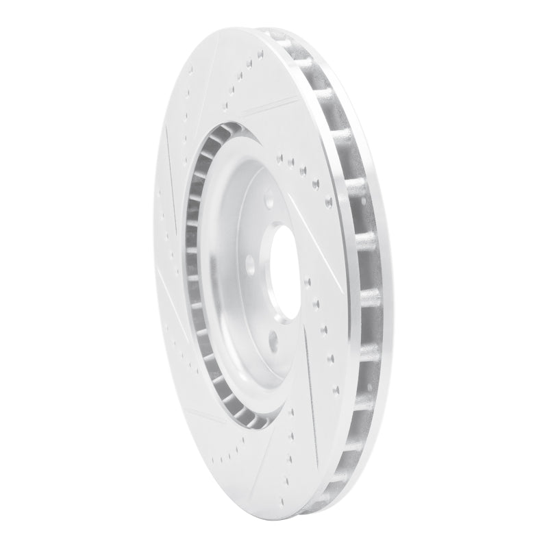 R1 07-14 Ford Mustang Front Right Drilled & Slotted Silver Brake Rotor