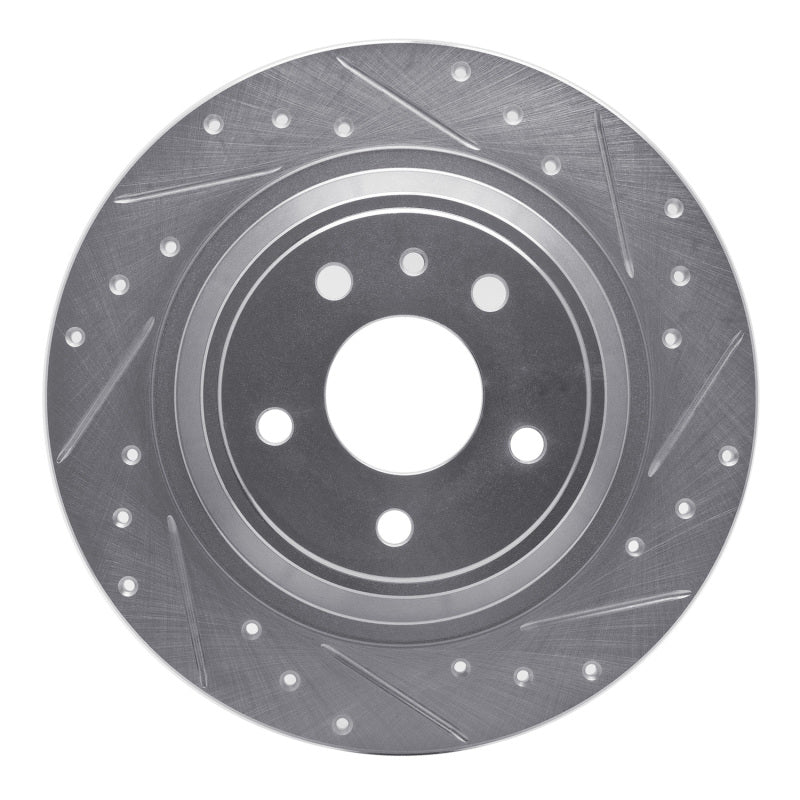 R1 13-20 Ford Fusion Rear Right Drilled & Slotted Silver Brake Rotor