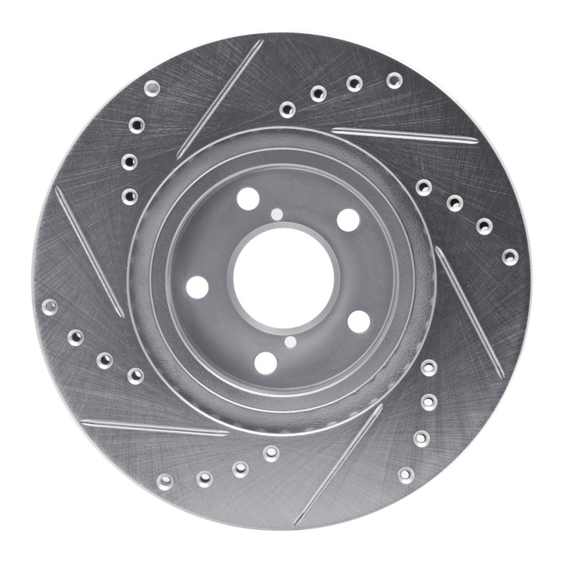 R1 90-16 Saab 9-2X Front Right Drilled & Slotted Silver Brake Rotor