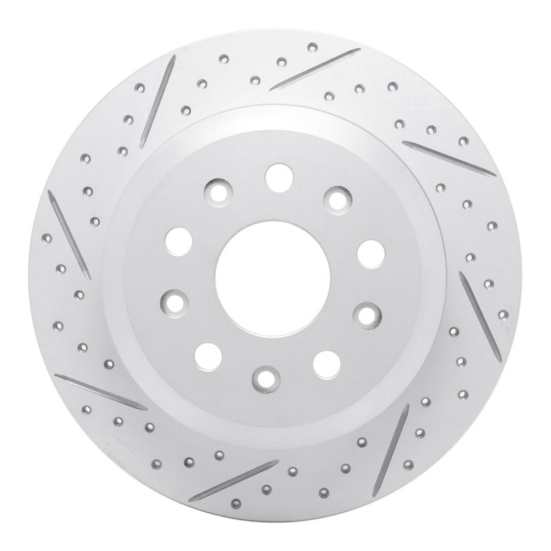 R1 18-25 Jeep Wrangler Rear Left Drilled & Slotted Geo-Carbon Rotor