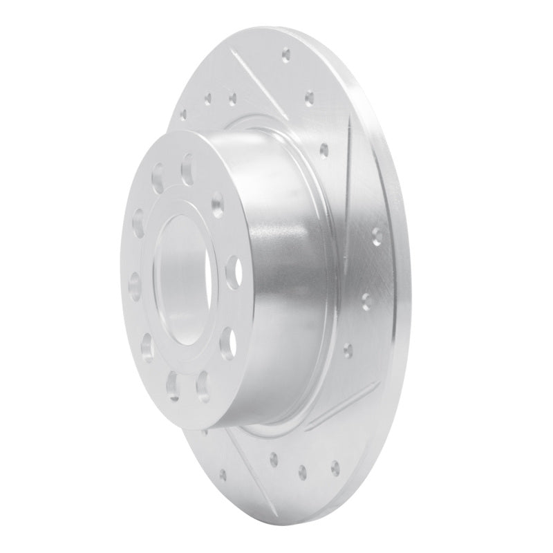 R1 10-19 Audi A3 Rear Right Drilled & Slotted Silver Brake Rotor