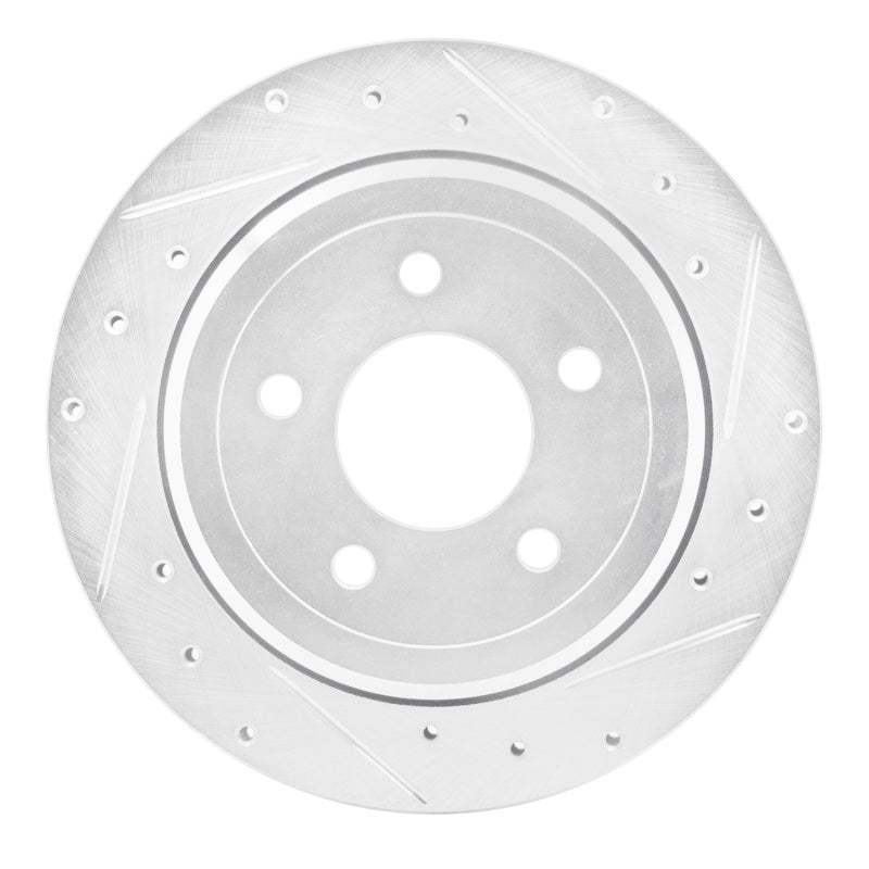 R1 03-11 Ford Crown Victoria Rear Right Drilled & Slotted Silver Brake Rotor
